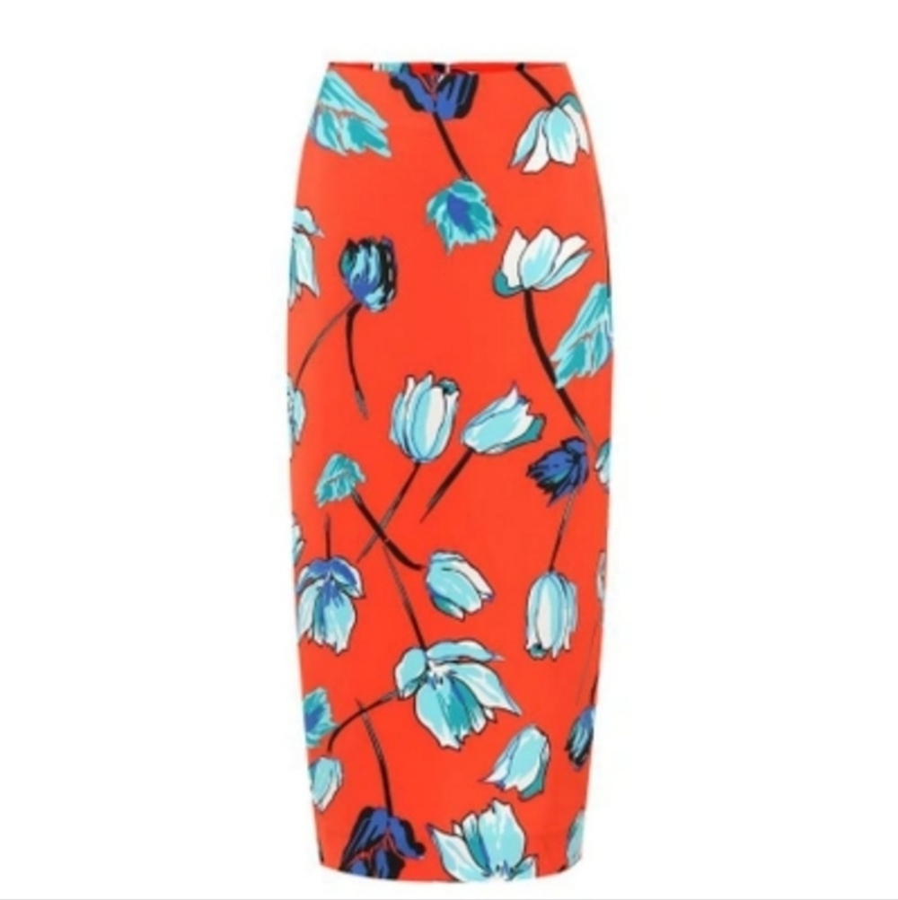 Diane Von Furstenberg Beautiful Red Floral Skirt_10
